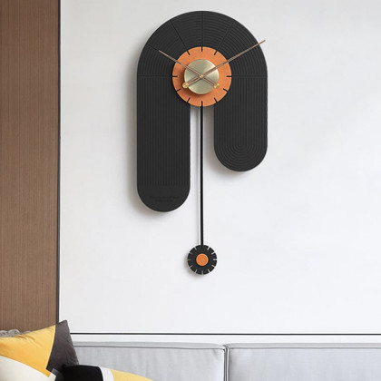HMR - Modern Large Wall Clock Irregular Metal Oversized Decorative Wall Clocks in Black