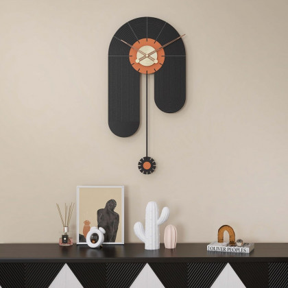 HMR - Modern Large Wall Clock Irregular Metal Oversized Decorative Wall Clocks in Black