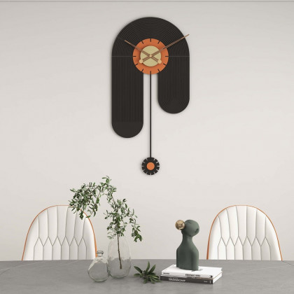 HMR - Modern Large Wall Clock Irregular Metal Oversized Decorative Wall Clocks in Black