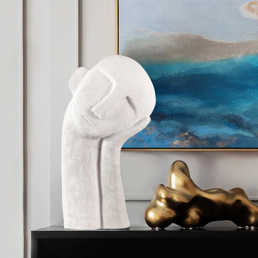 HMR - Modern Abstract White Resin Person Ornament Sculpture Home People Figurine Decor Art