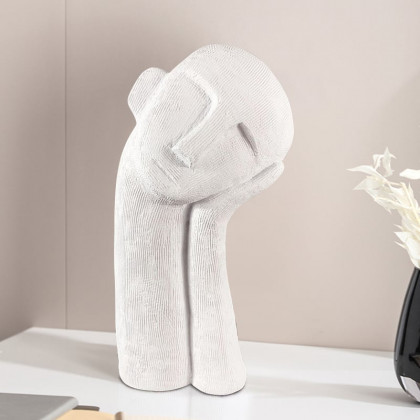 HMR - Modern Abstract White Resin Person Ornament Sculpture Home People Figurine Decor Art