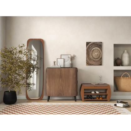 HMR - Mid-Century Rectangle Full Length Floor Mirror Wood Frame 69"x 20" Leaning Mirror Walnut