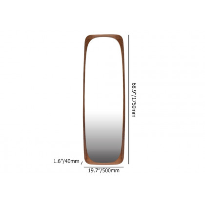 HMR - Mid-Century Rectangle Full Length Floor Mirror Wood Frame 69"x 20" Leaning Mirror Walnut