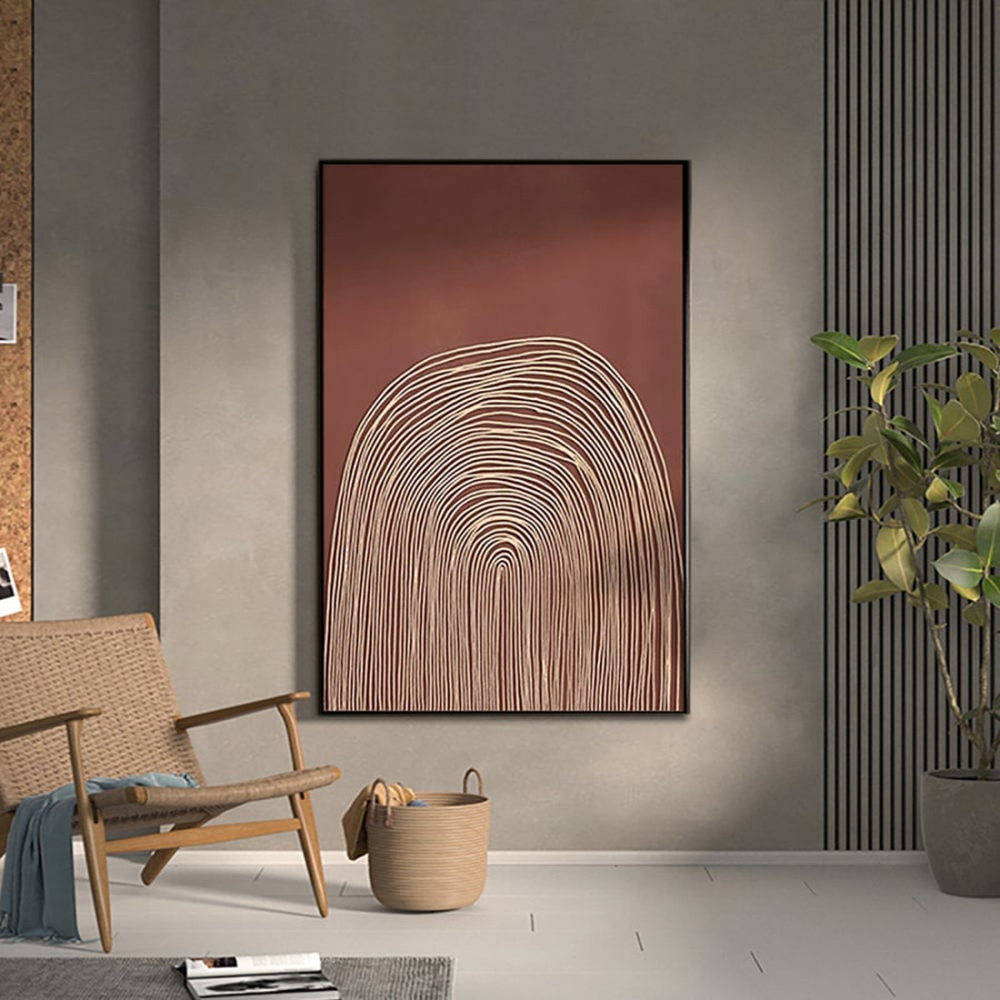 HMR - Modern Wall Decor for Living Room Bedroom Abstract Geometric Print Art in Red & Gold