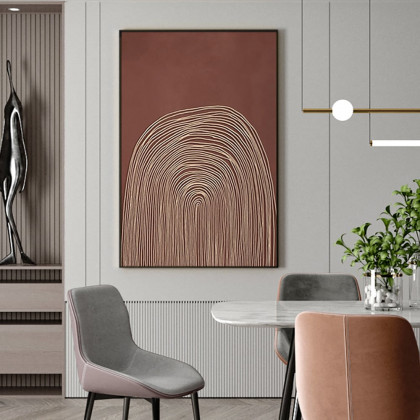 HMR - Modern Wall Decor for Living Room Bedroom Abstract Geometric Print Art in Red & Gold