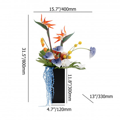 HMR - Modern Iris Artificial Flowers Arrangement in Vase Black Acrylic Vase Fake Flower Decor