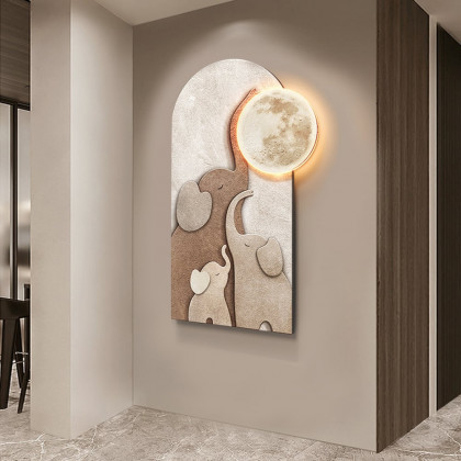 HMR - 31.5" Arched LED 3D Acrylic Elephant Moon Wall Sculpture Art Decor Living Room Bedroom