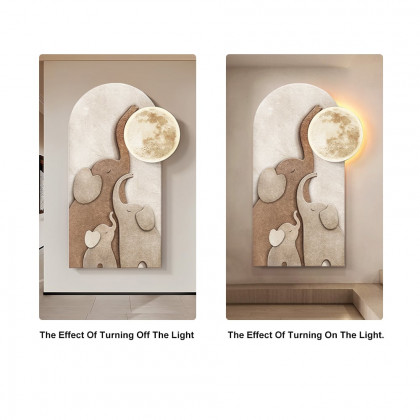 HMR - 31.5" Arched LED 3D Acrylic Elephant Moon Wall Sculpture Art Decor Living Room Bedroom