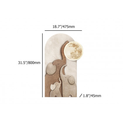 HMR - 31.5" Arched LED 3D Acrylic Elephant Moon Wall Sculpture Art Decor Living Room Bedroom