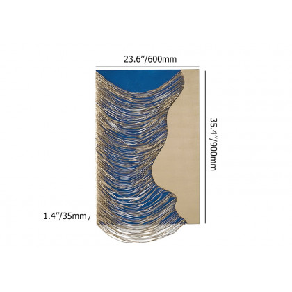 HMR 3D Modern Geometric Abstract Wood Wall Decor Art for Living Room Bedroom - Blue & Gold