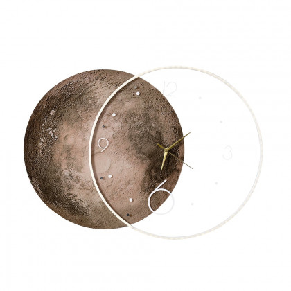 HMR - Round Modern Cool Brown Moon Large Wall Clock LED Light Wall Clock Wall Decoration