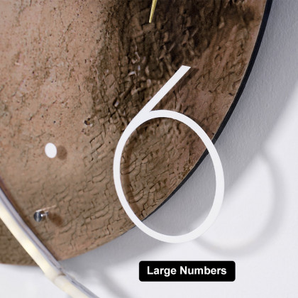HMR - Round Modern Cool Brown Moon Large Wall Clock LED Light Wall Clock Wall Decoration