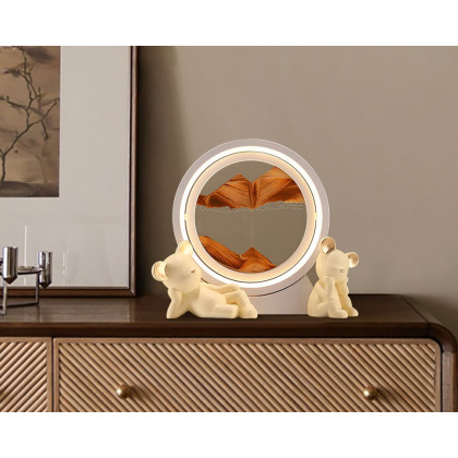HMR - LED Sand Art Lamp Abstract Sand Timer Rotating Sandscape Decor Ornament Living Room