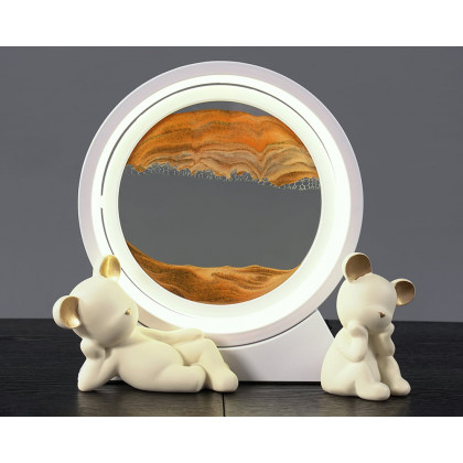 HMR - LED Sand Art Lamp Abstract Sand Timer Rotating Sandscape Decor Ornament Living Room