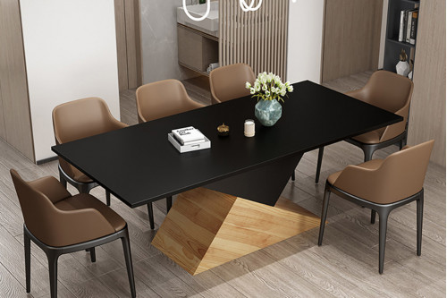 Homary™ 6~8 Seater Rectangular Dining Table Solid Wood - 78.7"L, Black