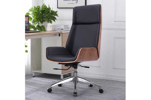 HMR™ Office Desk Chair with Wheels and Adjustable Height - Black, with Wheels