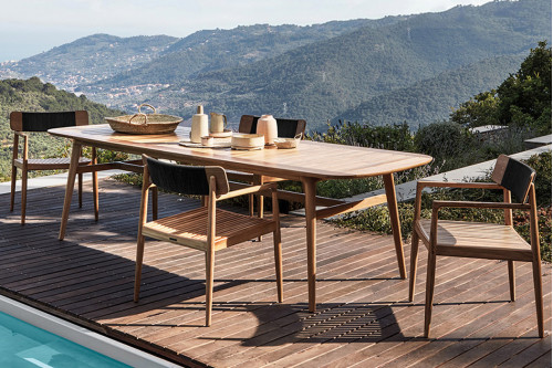 HMR™ 7-Pieces Outdoor Dining Set with Teak Wood Table and Chair - Natural