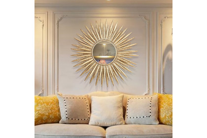 Homary™ Creative Sunburst Large Metal Wall Mirror Decor - Gold