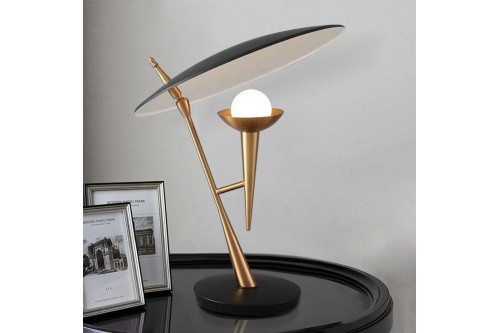 Homary™ 1-Light Microphone Table Lamp - Black and Gold