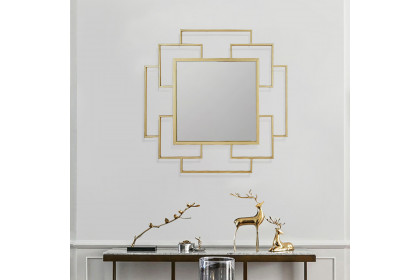 Homary™ Geometric Overlapping Metal Wall Mirror Home Decor - Gold
