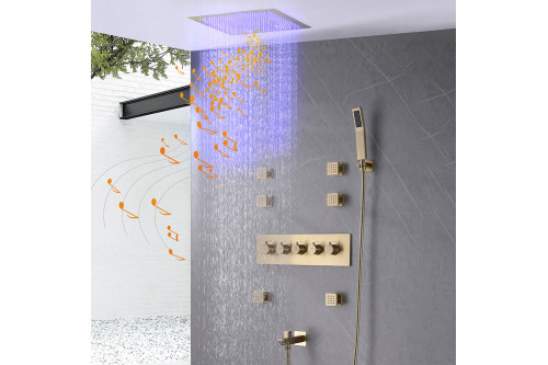 Homary™ 16" Shower System 4-Function Thermostatic - Brushed Gold
