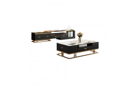 HMR™ TV Stand and Coffee Table Set with Drawers - Black