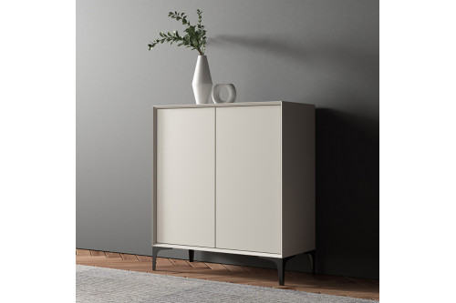 Homary™ Nordic Minimalist Wooden 2-Door 8-Shelf and Shoe Cabinet - Off White