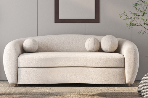 HMR™ Teddy Velvet 3 Seaters Curved Sofa - 82"W, White