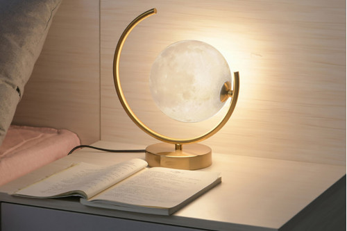 Homary™ 1-Light 3D Moon Table Lamp Semi-Ring Bracket - White