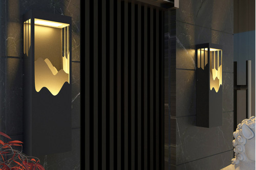 HMR™ Flush Mounted LED Outdoor Wall Sconces Layered Cuboid - 26"L