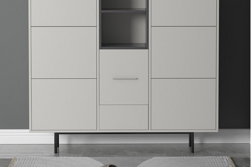 Homary™ Nordic Rectangle Shoe Cabinet with Turnover Doors in Large 55.1" - Light Gray