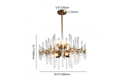 Homary™ Crylick Contemporary Glass Living Room Chandelier - Brass, 14-Light