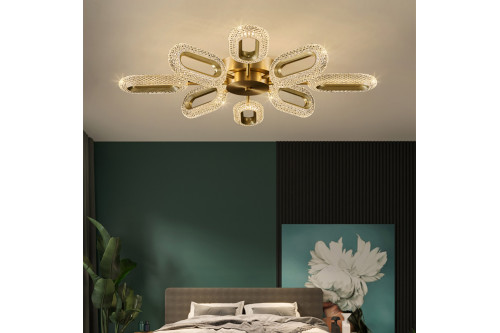 Homary™ Ovated Semi Flush Mount 8-Light LED Ring Light Fixture - Gold, Brass