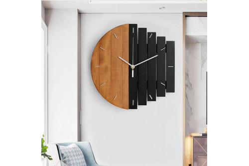 HMR™ Abstract Wall Clock Hanging Artistic Decor - Natural Wood