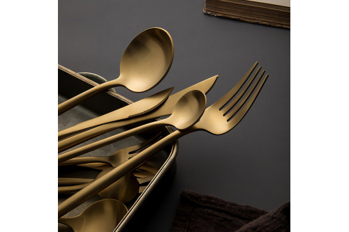 HMR™ 60-Pieces Stainless Steel Flatware Set (Service for 12) - Gold