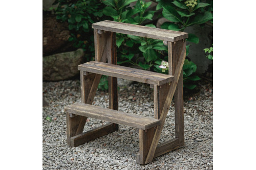 Homary™ Wooden 3-Tier Plant Pots Stand for Outdoor - Distressed Brown