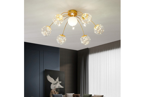 Homary™ Globe 7-Light LED Flush Mount Light - Gold, Glass