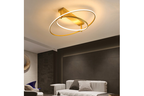 Homary™ Circle LED Semi Flush Mount light Geometric - Gold, Metal