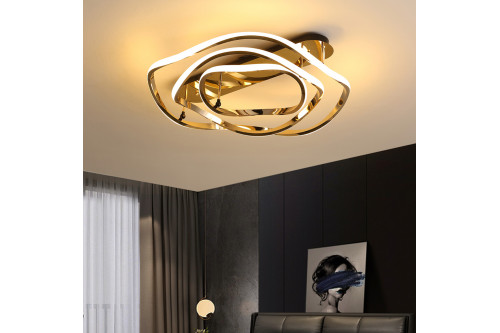 Homary™ Modern LED Geometric Semi Flush Mount Light Wavy Design Metal - Gold