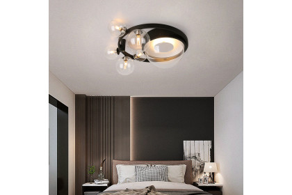 Homary™ 6 Light LED Bubble Flush Mount Light with Shade - Black, Glass