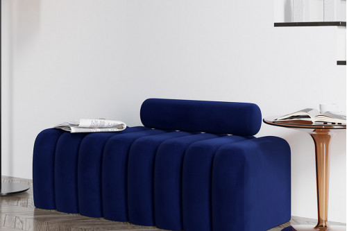 Homary™ Modern Line Tufted Upholstered Bench with Round Back - Blue