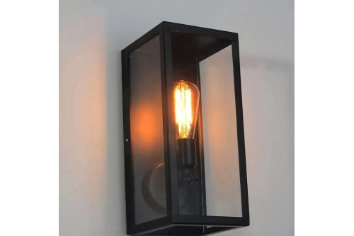 HMR™ Square Single-Light Outdoor Wall Lantern - Matte Black, Metal