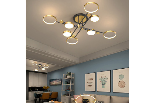 Homary™ Semi Flush Mount Ceiling Light LED Ring - Gold, 8-Light