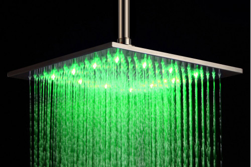 Homary™ 12" LED Stainless Steel Square Ceiling Rain Shower Head - with LED