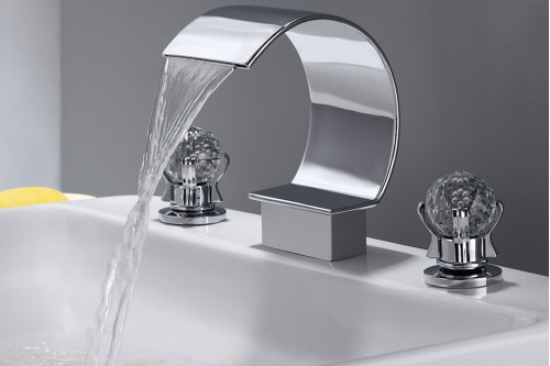 Homary™ 2 Crystal Handle Bathroom Sink Faucet - Chrome