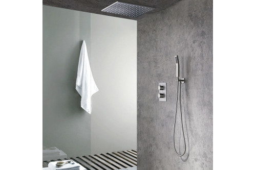 Homary™ 16" Rain Thermostatic Shower System with Hand Shower - Brushed Nickel