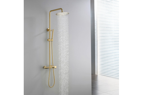 Homary™ 10" Luxury Shower Fixture with Rainfall Shower Head - Brushed Gold