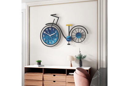 Homary™ 3D Acrylic Silent Large Bicycle Wall Clock - Black and Blue