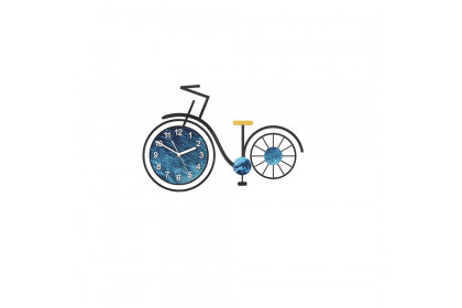 Homary™ 3D Acrylic Silent Large Bicycle Wall Clock - Black and Blue