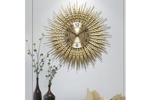 Homary™ 3D Sunburst Metal Oversized Wall Clock Wheat - 27.6"W x 27.6"H